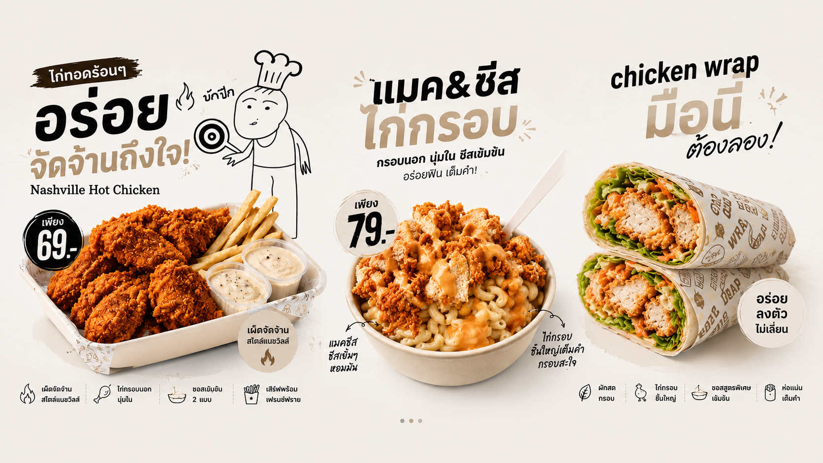 โปรโมชั่นบักปึก ไก่ทอด แมคแอนด์ชีส ชิคเก้นแรป